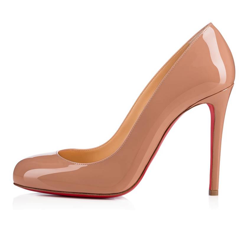 Women's Christian Louboutin Fifille 100mm Patent Leather Pumps - Nude [1257-840]